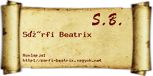 Sárfi Beatrix névjegykártya